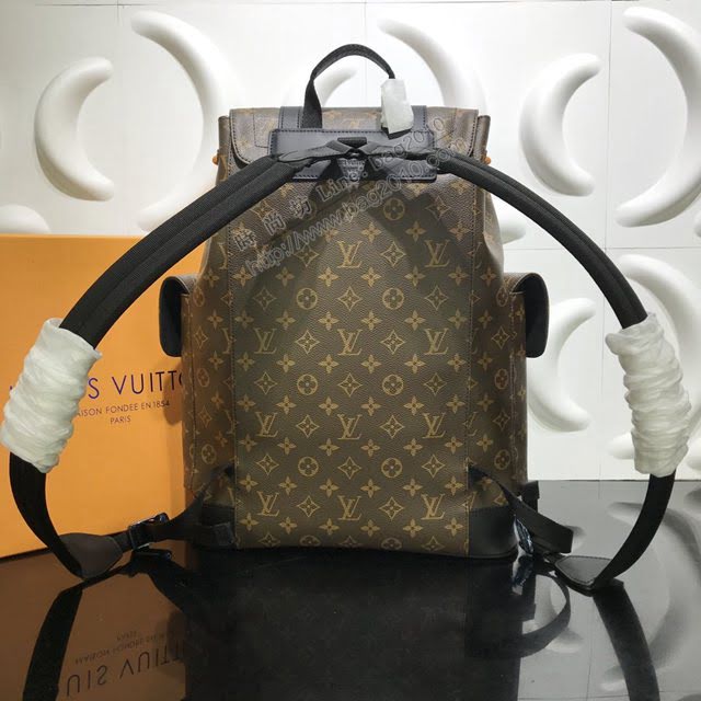 lv新款包包 路易威登Christopher雙肩包 Monogram帆布 2021春夏款 lv老花後背包  ydh3950